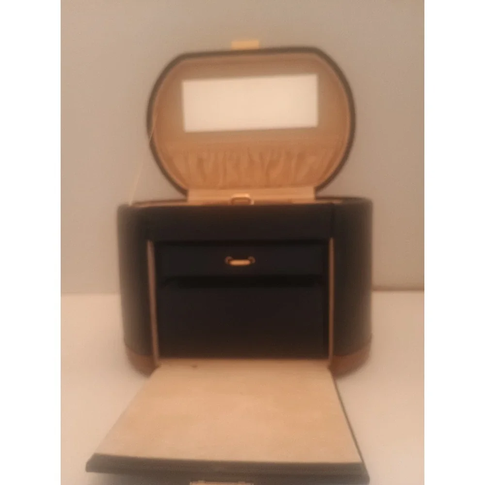 Multi tier leather jewelry box with drawers & mirror